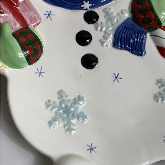 Fitz And Floyd Frosty Friends Snowman Plate Canape Snack Dish Christmas Vintage - Picture 7 of 9